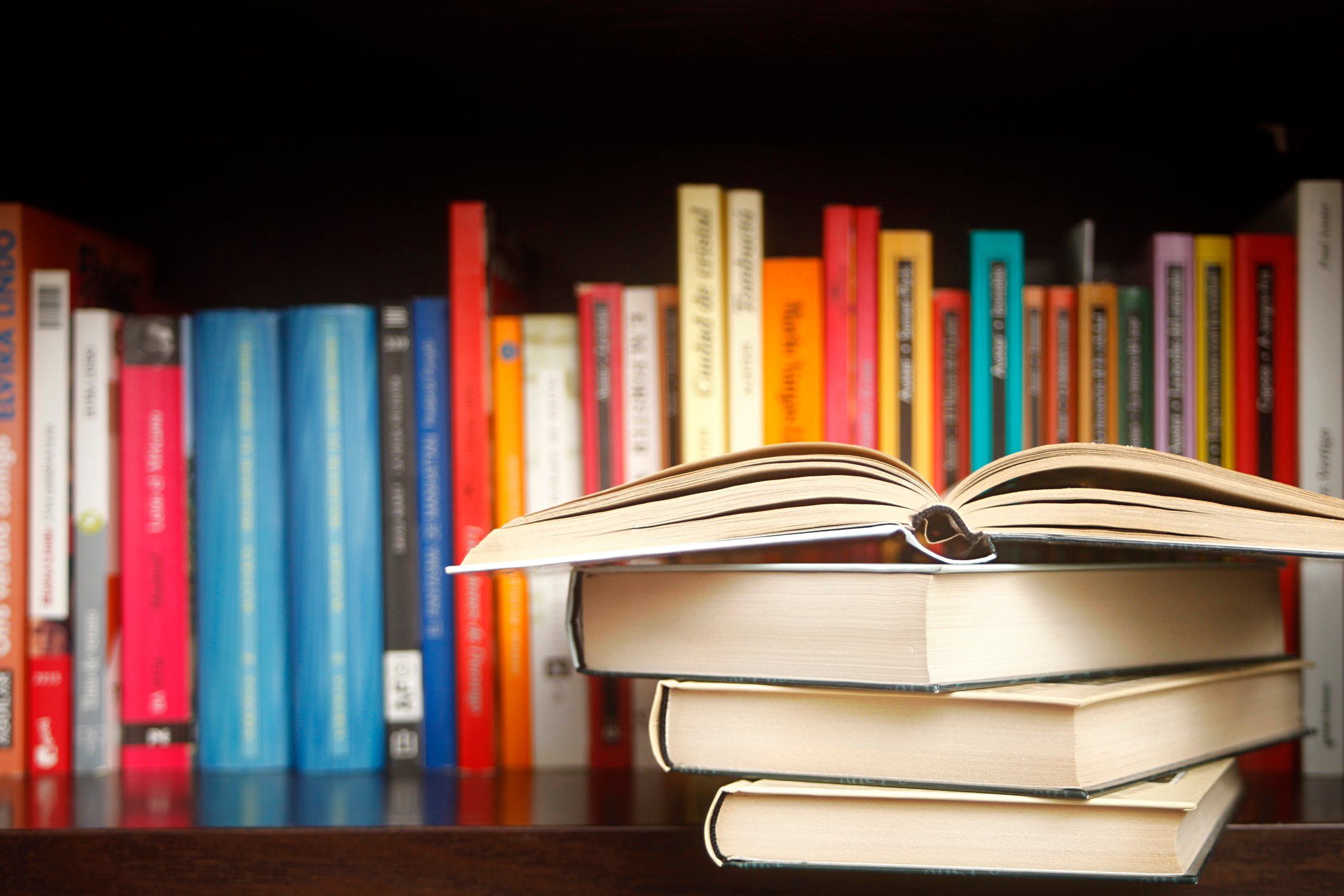 Books on bookshelf